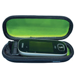Open case with a Roger Touchscreen Mic inside, featuring green interior and black exterior, on a white background.