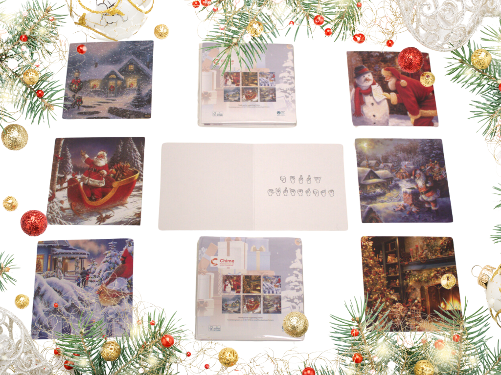 Christmas Card for a selection of 6 with inside with Irish sign Language ISL 