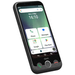 Doro Aurora A10 Smart Phone Front Angle View Easy-to-use smartphone shown at an angle with large touchscreen, clear icons, and accessible design for older users