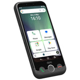 Doro Aurora A10 Smart Phone Front Angle View Easy-to-use smartphone shown at an angle with large touchscreen, clear icons, and accessible design for older users