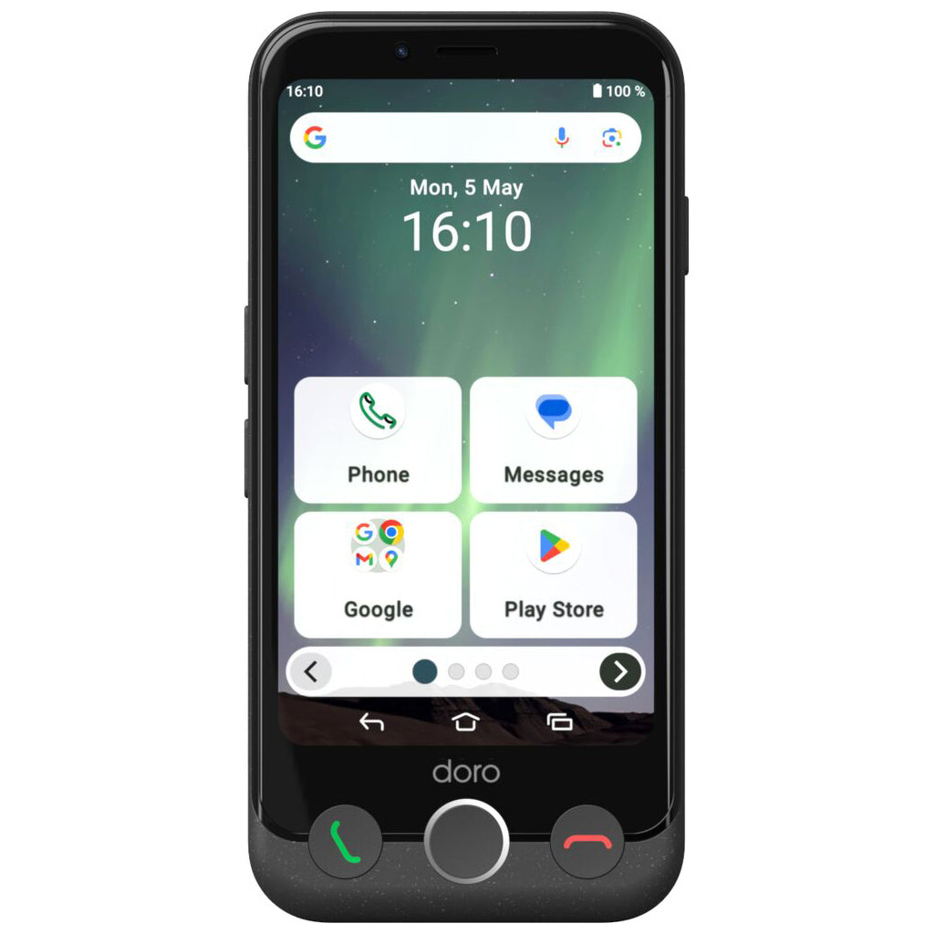 Simple smartphone with large icons, easy navigation, and loud sound designed for seniors and people with hearing loss