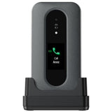 Front closed image of Doro Leva L30 Mobile phone sitting in charging cradle