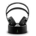 The headset is lightweight weighing in at only 260 grams, the earpieces contain controls which include Left &amp; Right Balance, volume and tone.

You can charge your wireless TV headset by replacing it on its base, using an external battery, or even connecting it directly to your laptop! It takes 6 hours for the batteries to get fully charged.