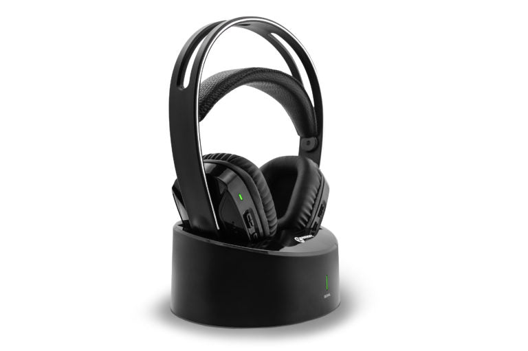 The headset is lightweight weighing in at only 260 grams, the earpieces contain controls which include Left &amp; Right Balance, volume and tone.

You can charge your wireless TV headset by replacing it on its base, using an external battery, or even connecting it directly to your laptop! It takes 6 hours for the batteries to get fully charged.