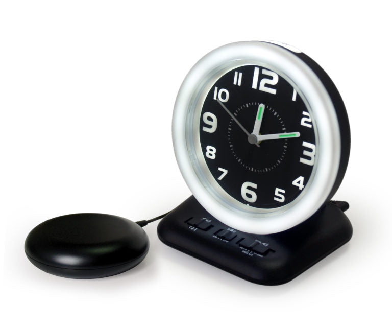 The Wake ‘n’ Shake Vintage analogue alarm clock has a classic clock face but with modern features such as an extra loud alarm (up to 80dB) flashing light display and vibrating bed shaker.
