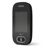 Phonak Roger SF Touchscreen Mic in black, a classroom microphone designed for DigiMaster SoundField systems and Roger Focus II, featuring a touchscreen display and lanyard use for clear voice transmission.