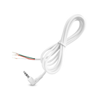 A white audio adapter cable with a right-angle 3.5mm jack plug on one end and exposed red, green, and white wire leads on the other, shown on a plain white background.