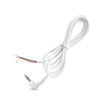 A white audio adapter cable with a right-angle 3.5mm jack plug on one end and exposed red, green, and white wire leads on the other, shown on a plain white background.