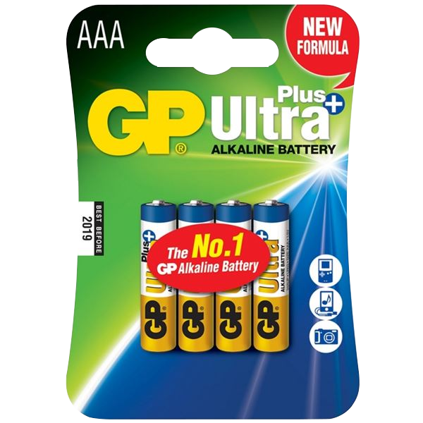 GP Ultra Alkaline Batteries AAA - Blister pack of 4 Batteries