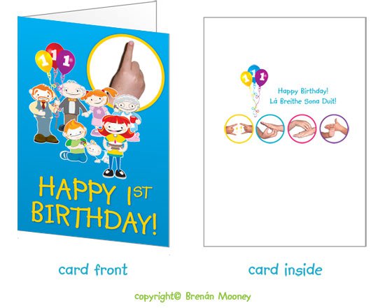 Cathal Can Sign 1st Birthday Card Irish Sign Language 