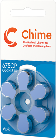 CHIME Cochlear Implant Batteries 6 Pack - Size CI675 *Free postage on 5 or more in Ireland and Northern Ireland