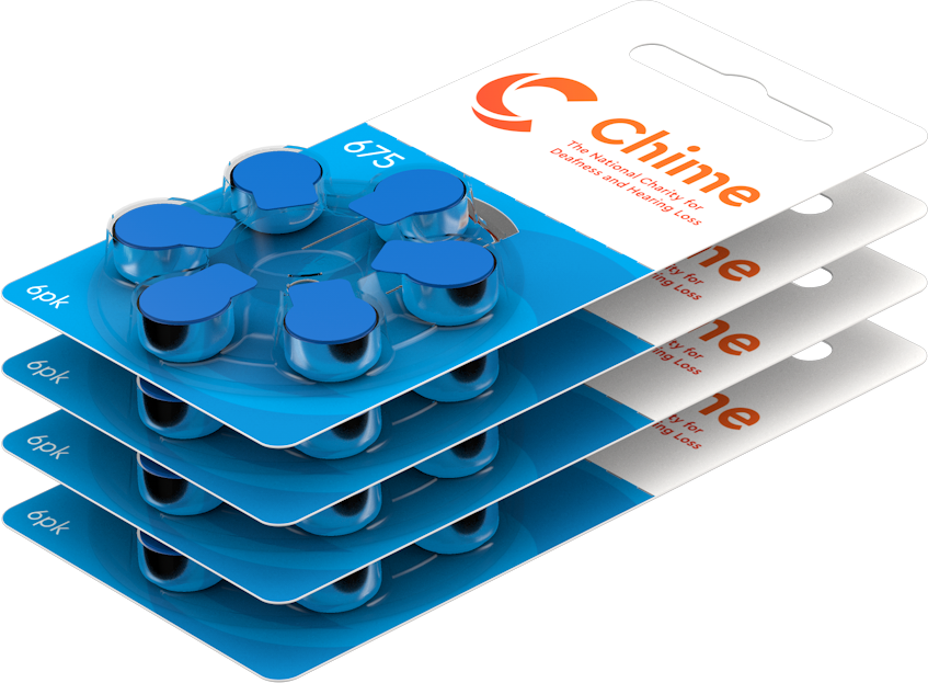 CHIME Hearing Aid Batteries 6 Pack side view- Size 675 - *Free postage on 5 or more in Ireland and Northern Ireland