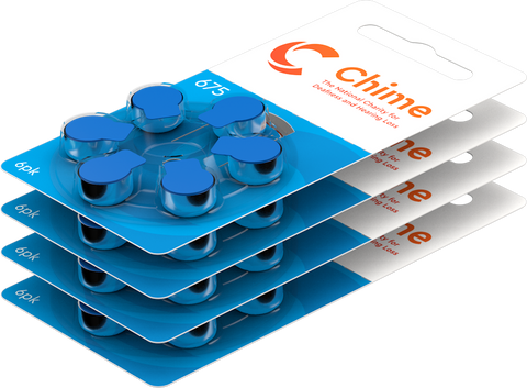 CHIME Hearing Aid Batteries 6 Pack side view- Size 675 - *Free postage on 5 or more in Ireland and Northern Ireland