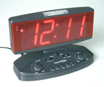 Wake n Shake Alarm Clock side view black in colour with a red light up display