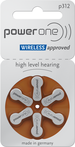 P312 Power One zinc-air brown packet hearing aid battery MERCURY FREE Made in Germany *Free postage on 5 or more in Ireland and Northern Ireland